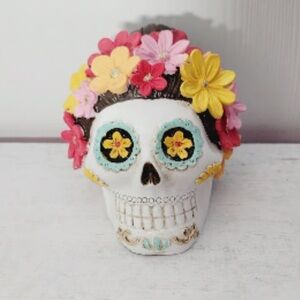 Dia de los Muertos Hand-Painted Ceramic Sugar Skull Decor Multicolor